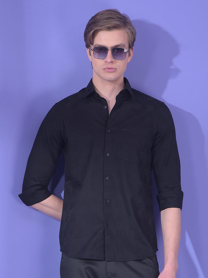 Black Jacquard 100% Cotton Shirt