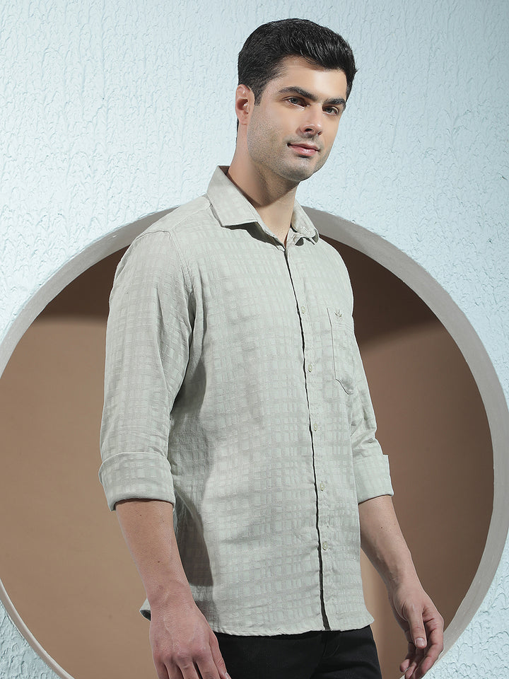 Green 100% Cotton Checked Shirt