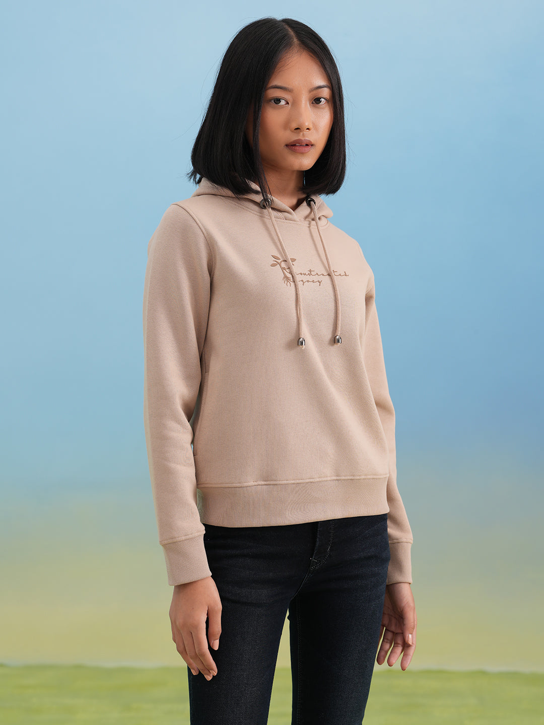 Beige Hooded Neck Sweatshirt