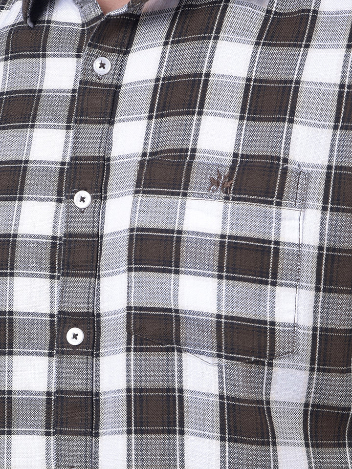 Olive Checked 100% Cotton Shirt