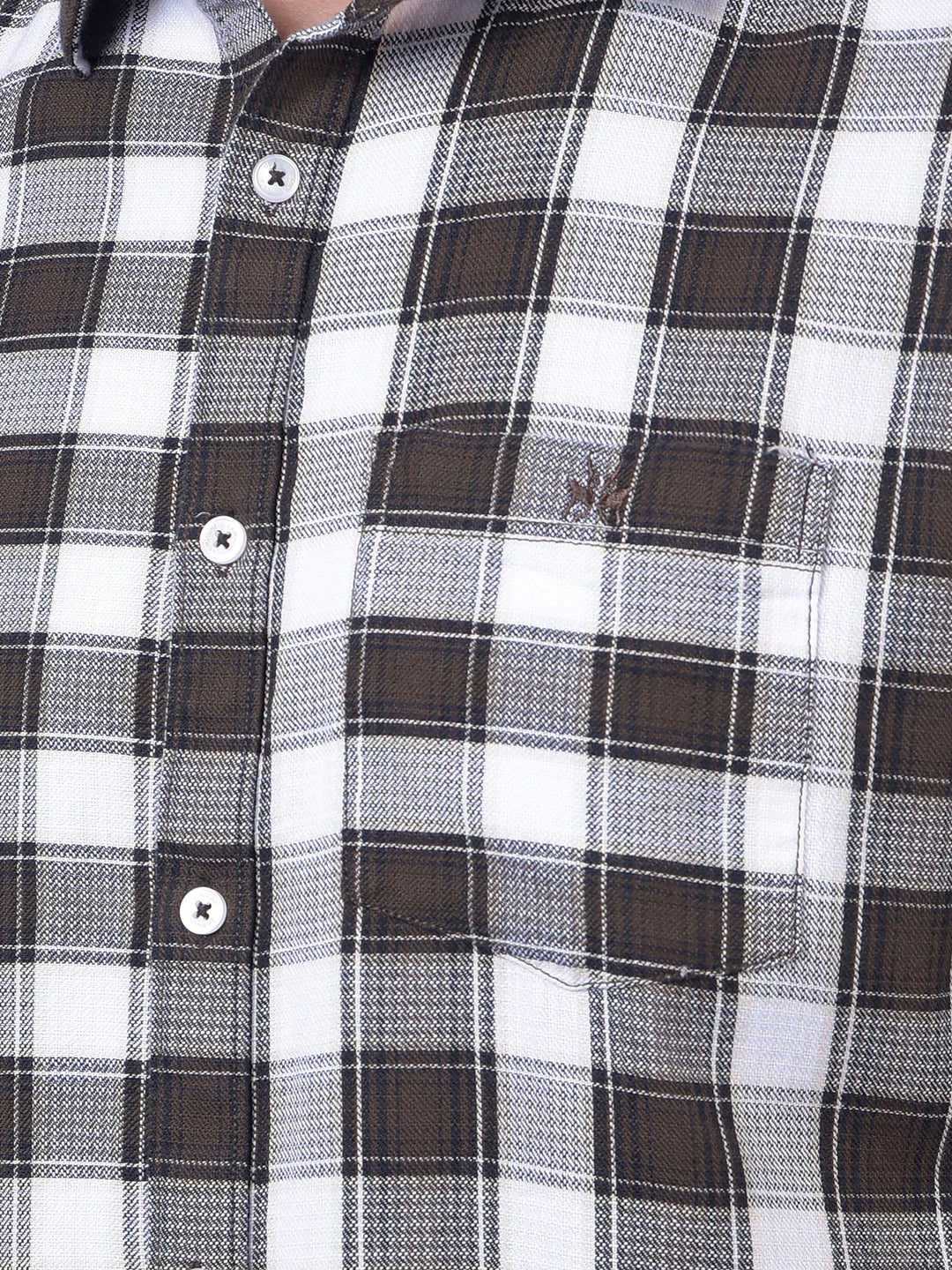Olive Checked 100% Cotton Shirt