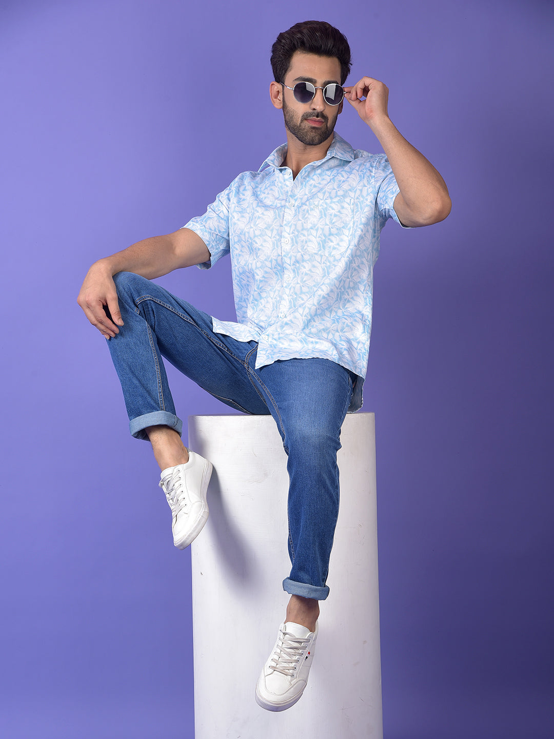 Blue Floral Print Shirt