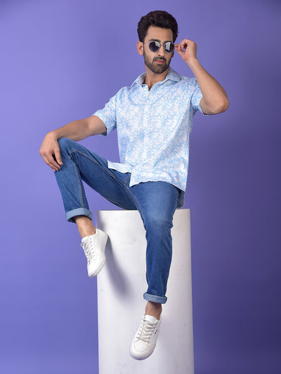 Blue Floral Print Shirt