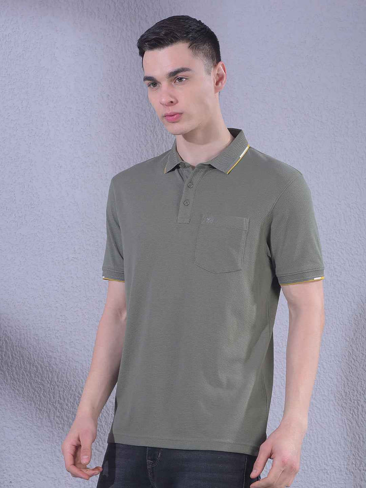 Olive Polo Neck T-Shirt