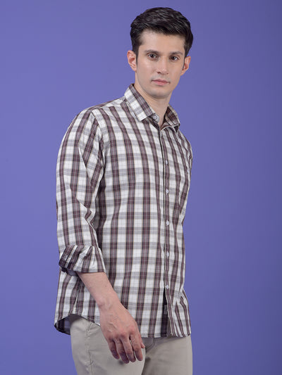 Brown Checked 100% Cotton Shirt
