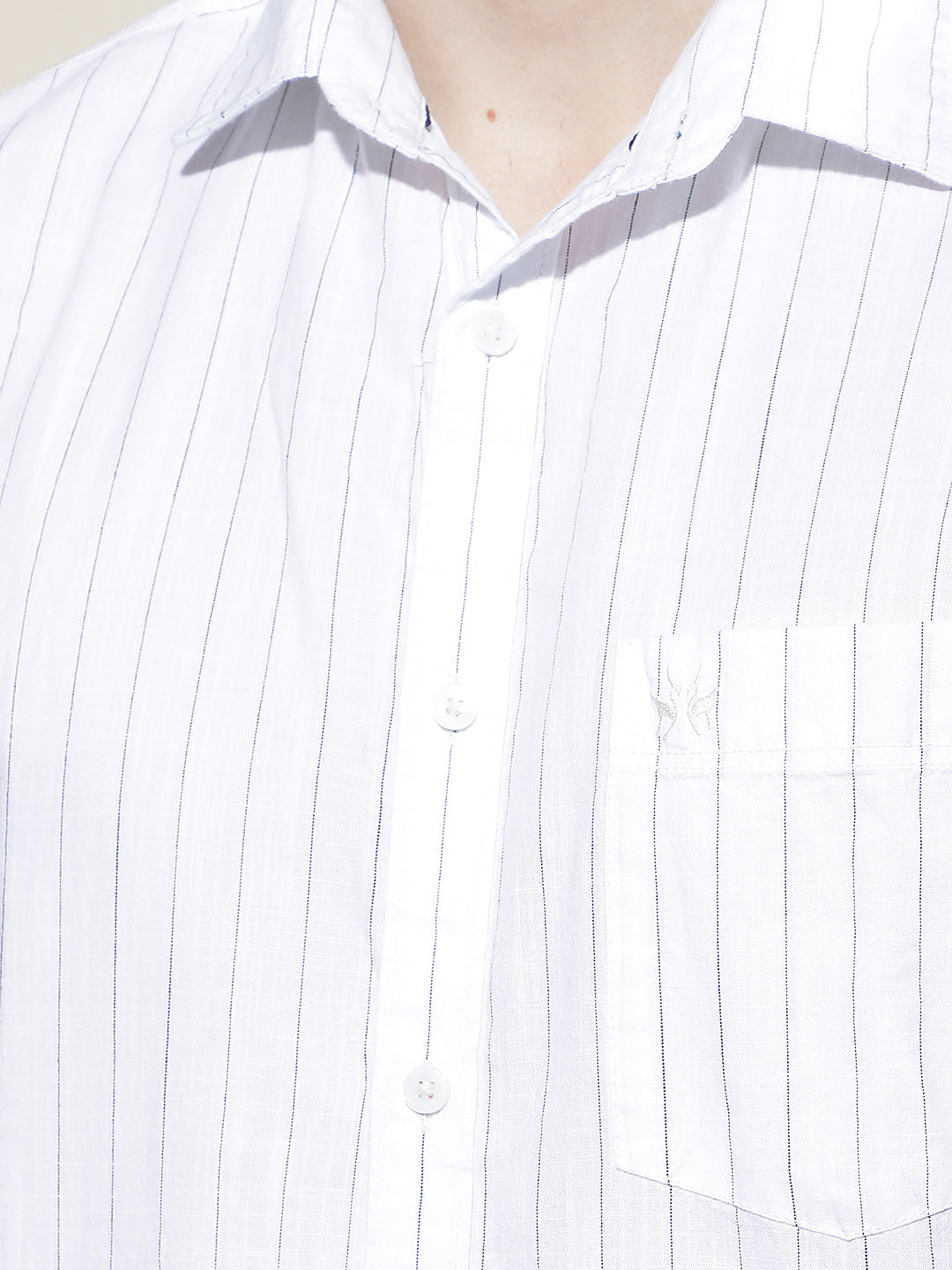 White Vertical Striped 100% Cotton Shirt
