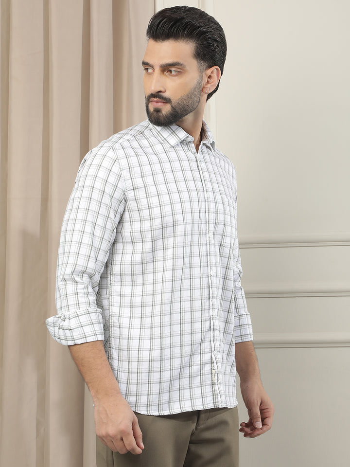 White Checked 100% Cotton Shirt