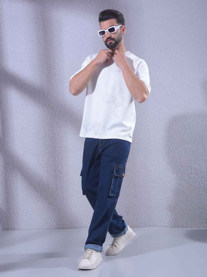 White Jacquard Oversize T-Shirt