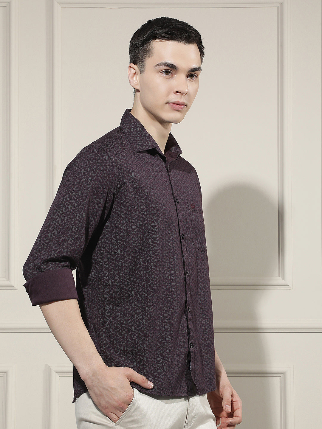 Linen Wine Graphic Print Shirt