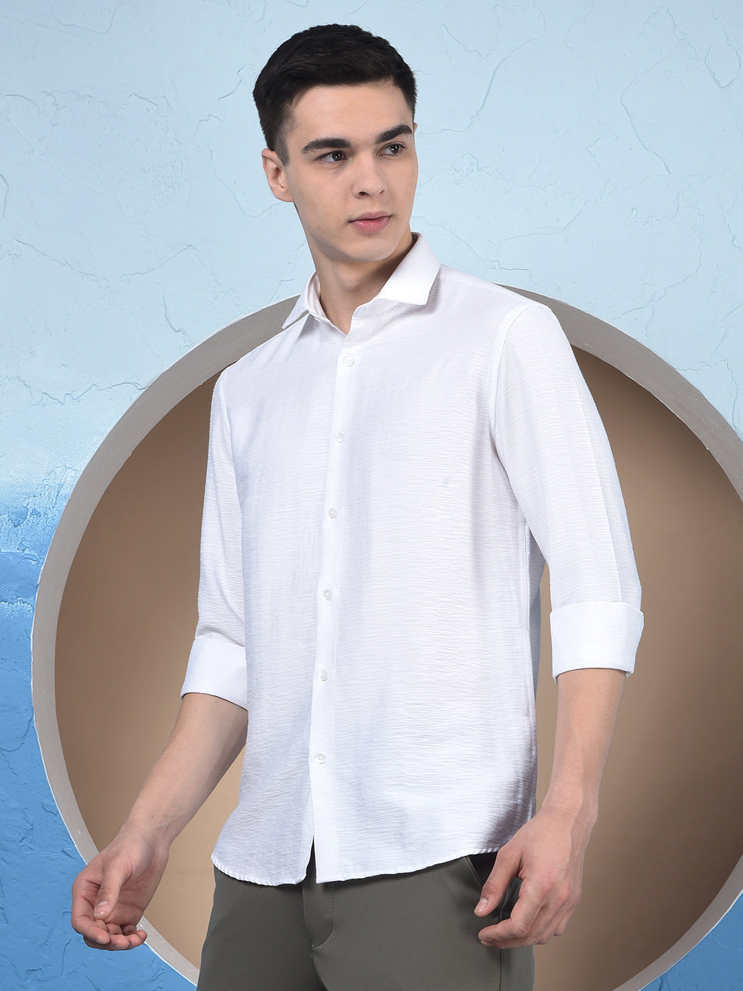 Pure White Woven Texture Shir