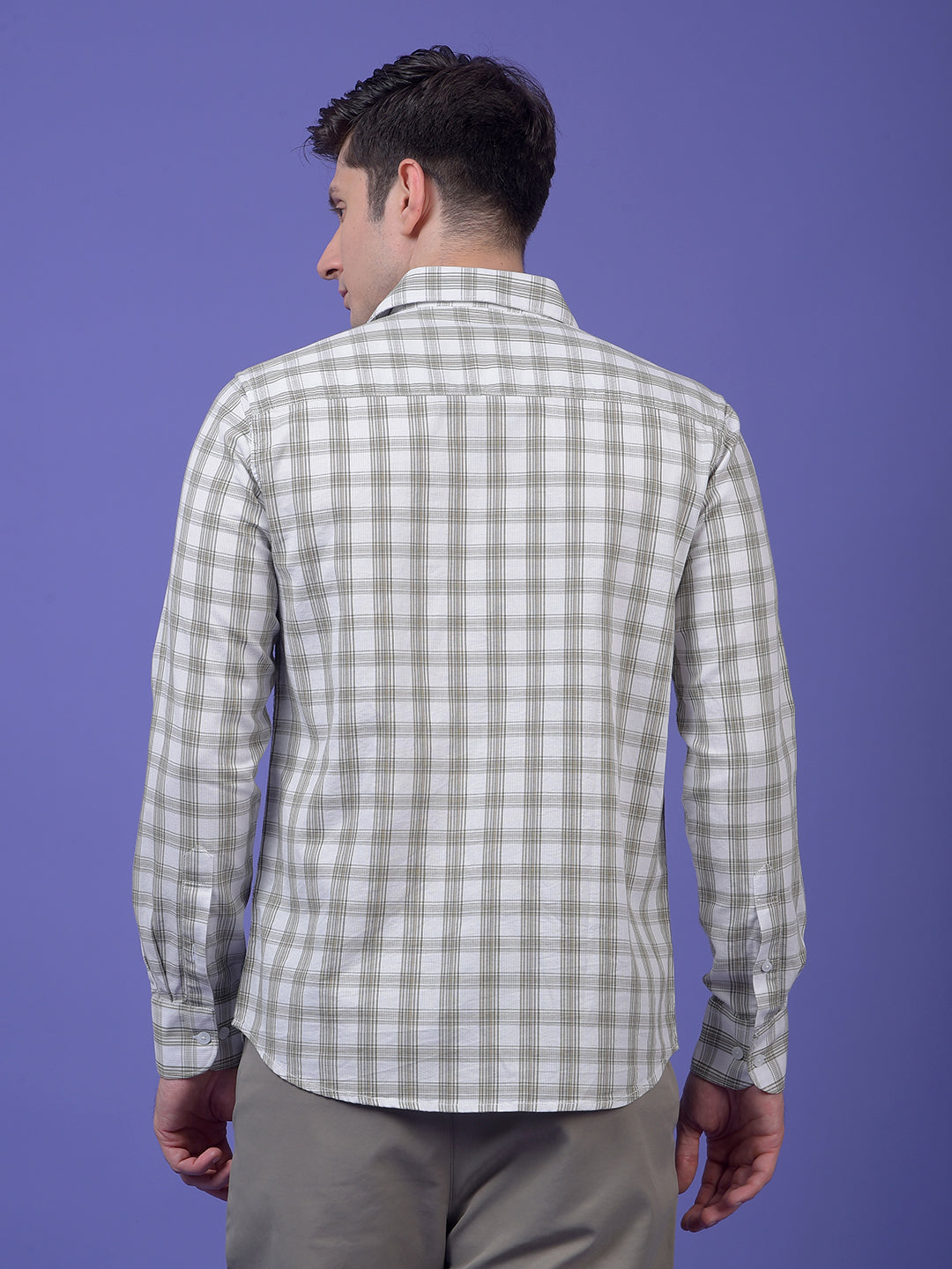 Olive Checked 100% Cotton Shirt