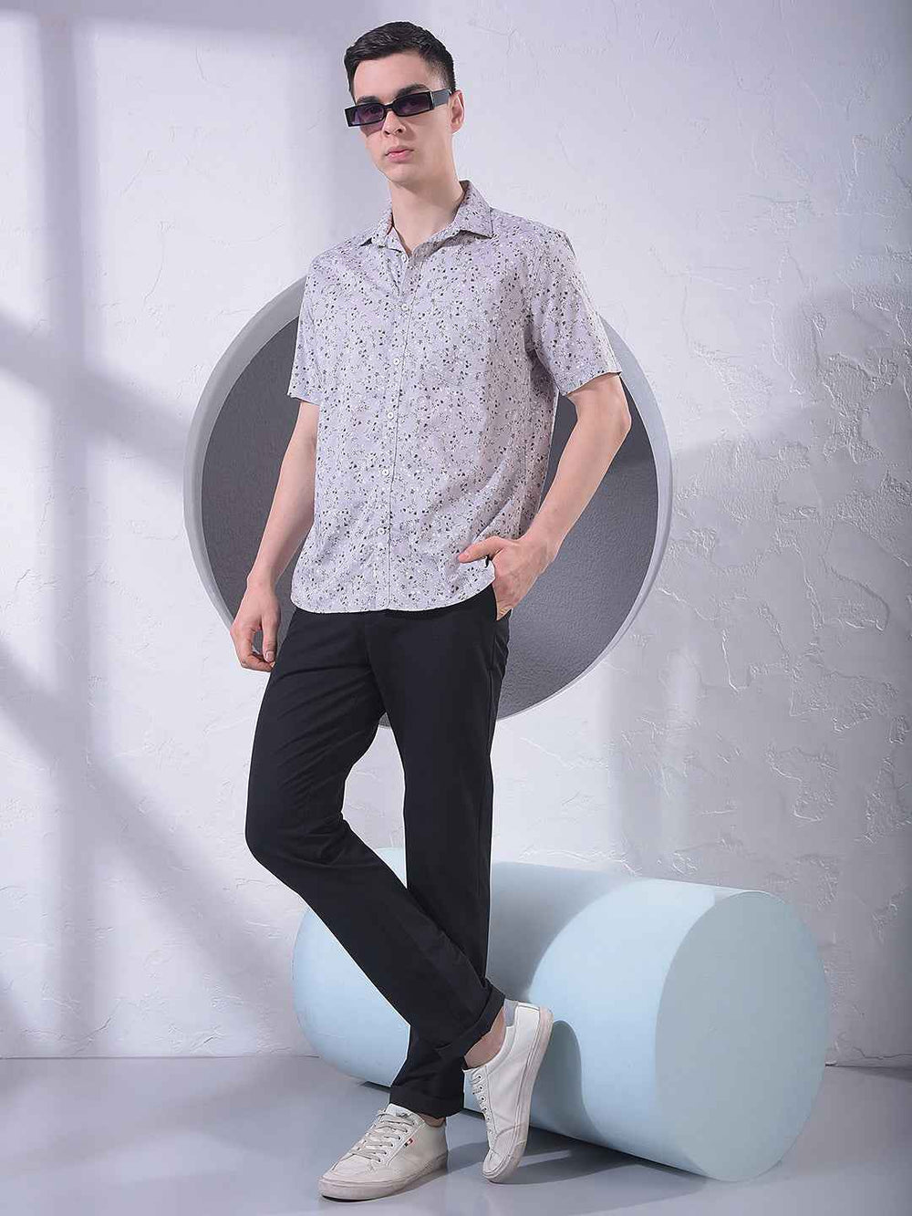 Grey Floral Print Shirt