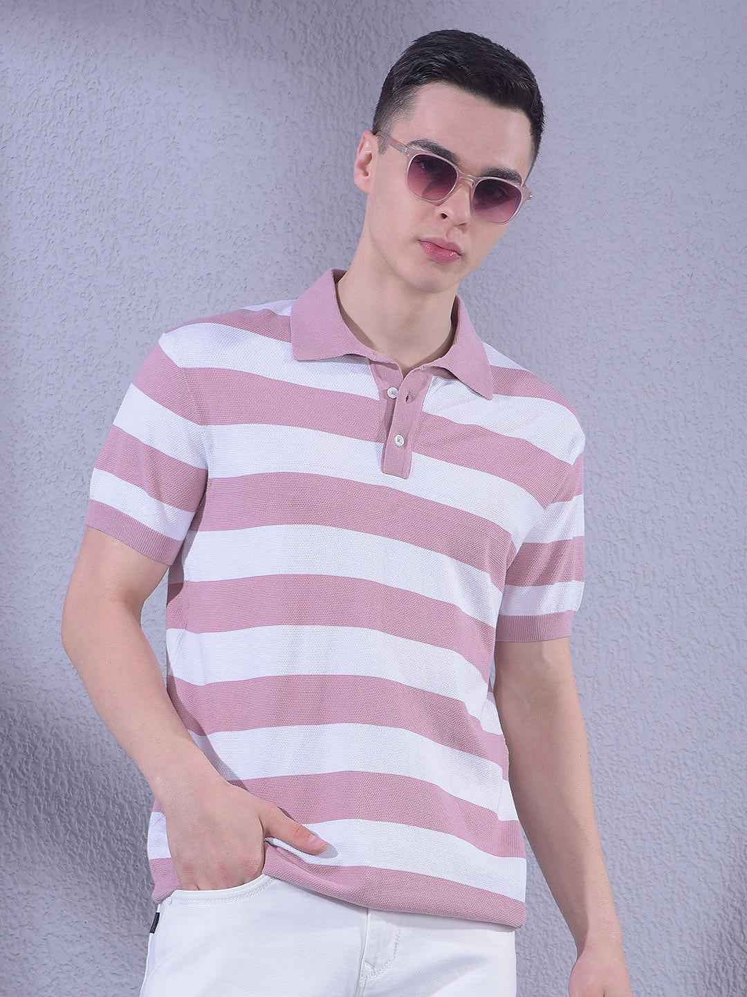 Pink Horizontal Striped T-Shirt