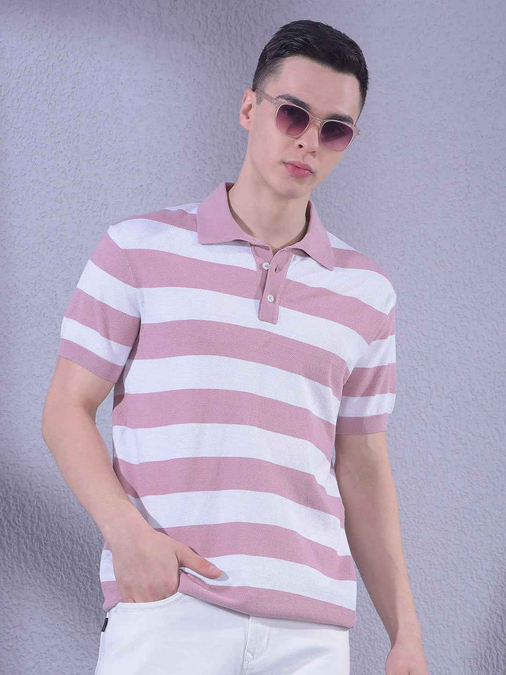 Pink Horizontal Striped T-Shirt