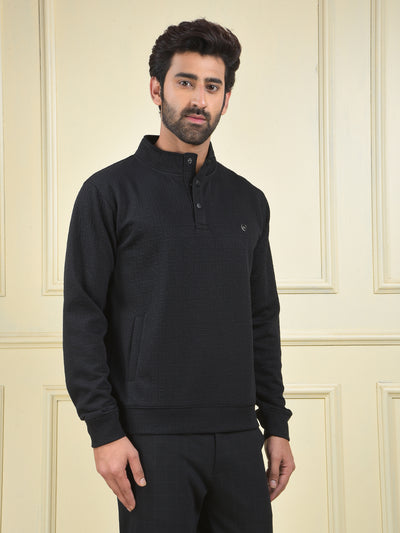 Black Embossed Polo Sweatshirt