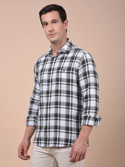 Olive Checked 100% Cotton Shirt