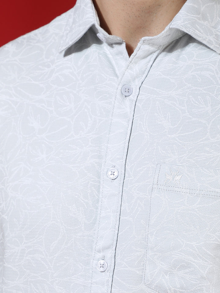 Grey Geometric Print Shirt