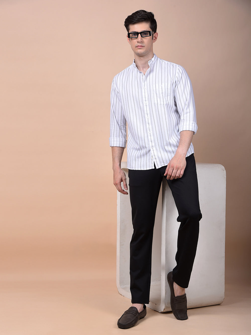 White Vertical Stripes 100% Cotton Shirt