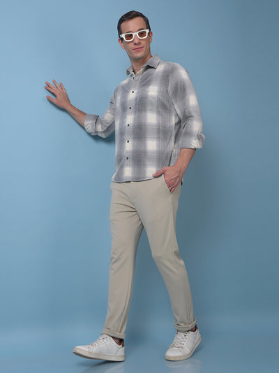 Grey Checked 100% Cotton Shirt