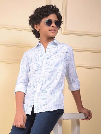 Blue Floral Print 100% Cotton Shirt