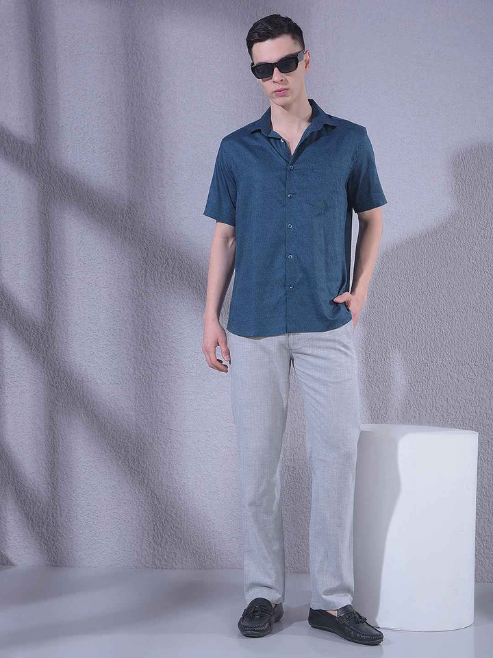 Green Floral Print Modal Shirt