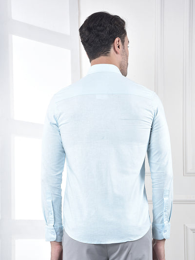 Blue Linen Blend Casual Shirt