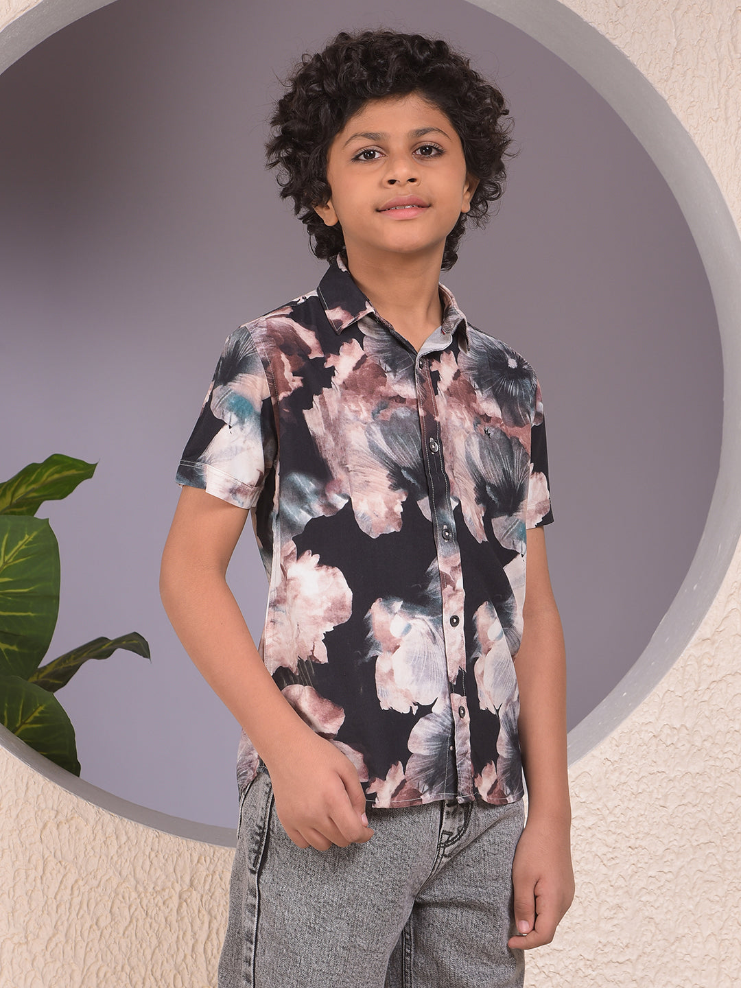 Brown Floral Print Shirt