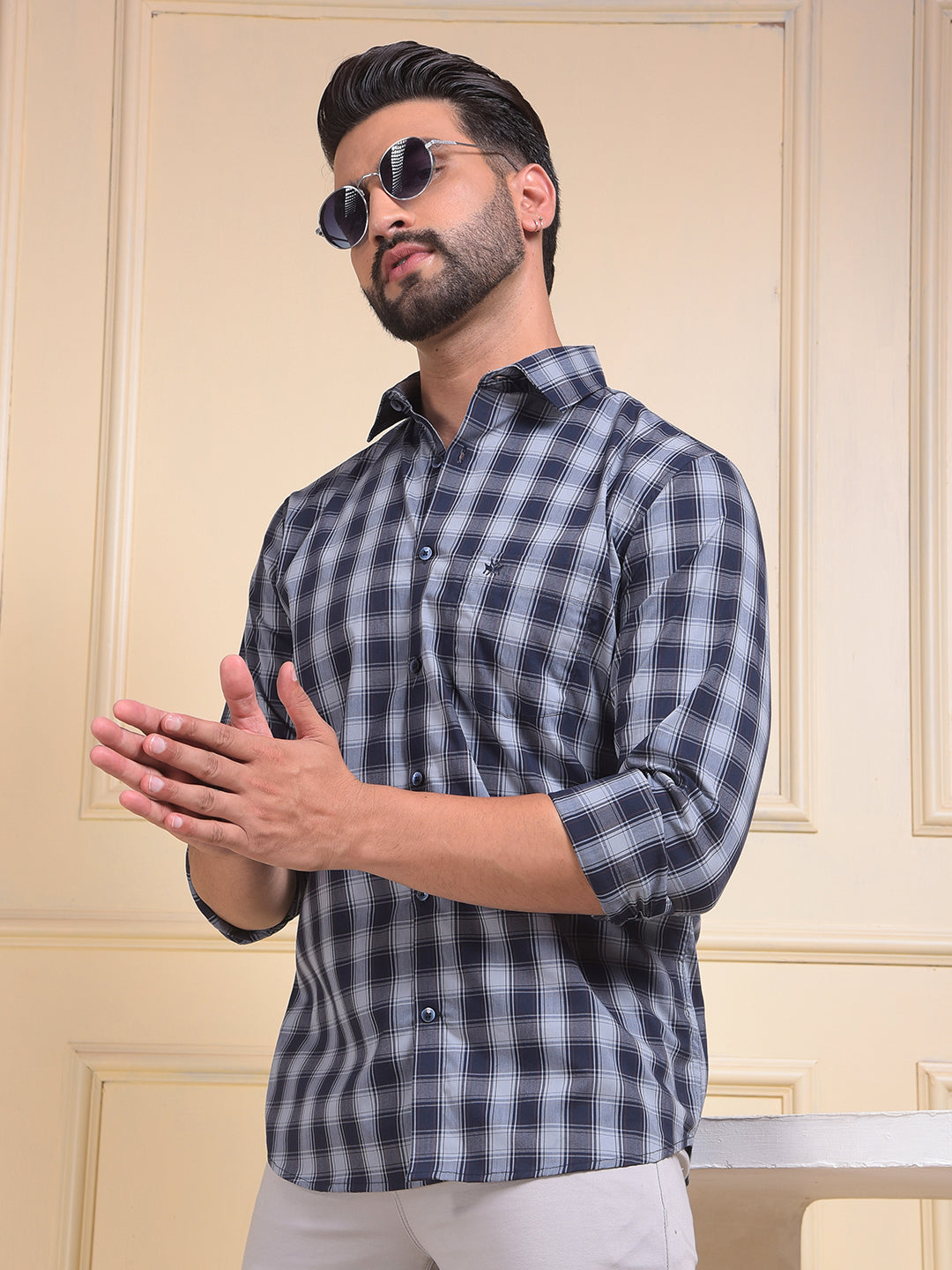 Chic Blue Checked Shirt