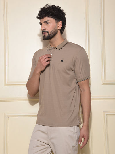 Beige Polo-Neck T-Shirt