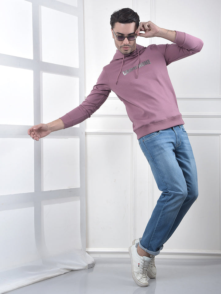 Pink Embroidered Hooded Neck Sweatshirt