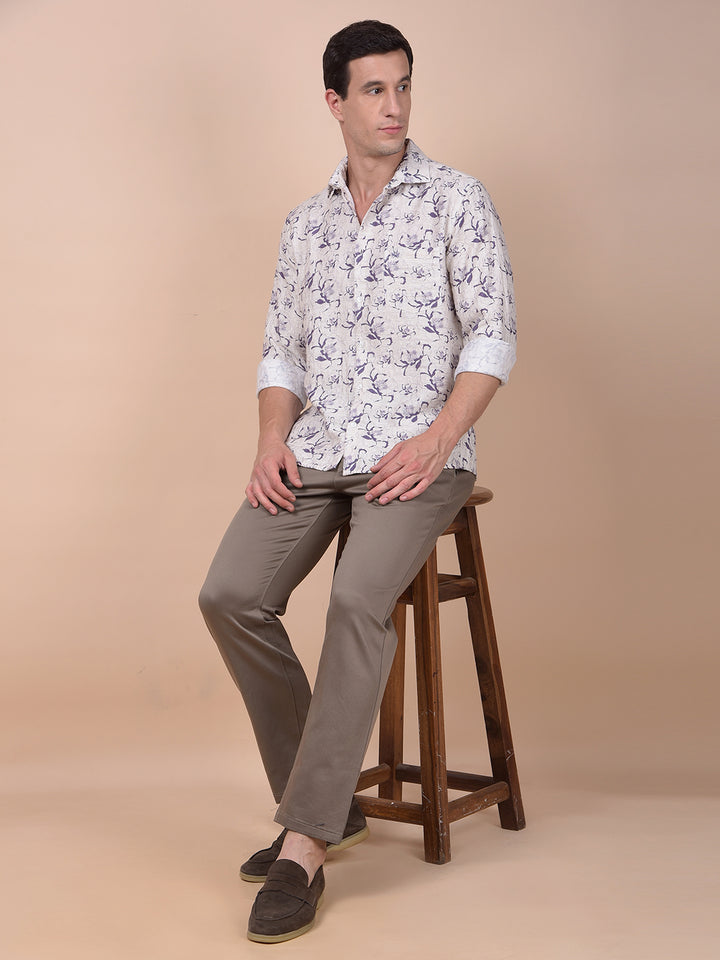 Purple Floral Print Shirt