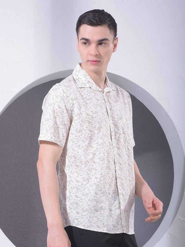 White Floral Print Shirt