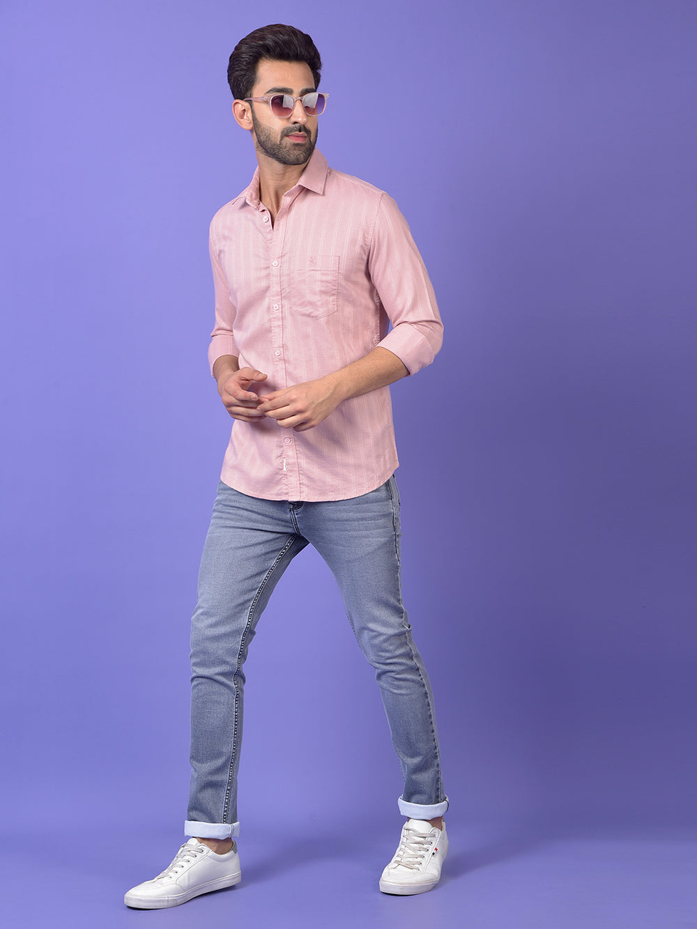 Pink Vertical Stripes Shirt