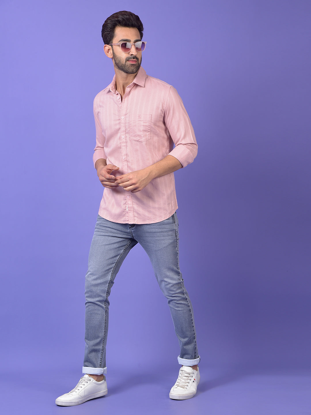 Pink Vertical Stripes Shirt