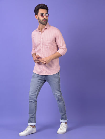 Pink Vertical Stripes Shirt