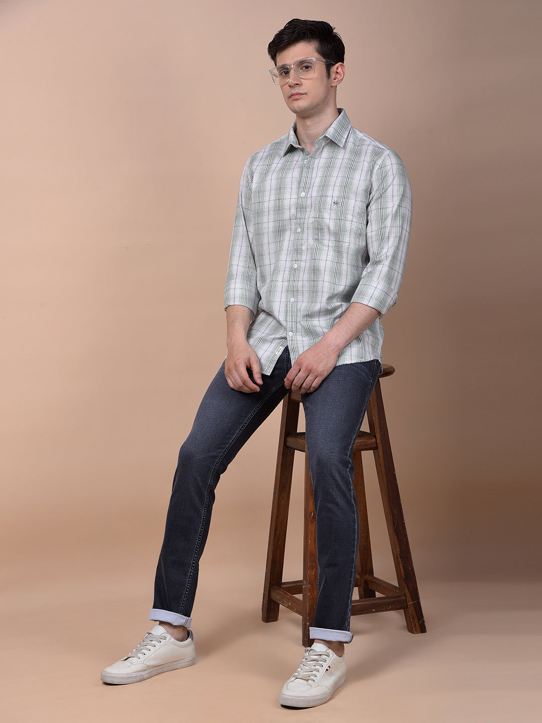 Green Checked 100% Cotton Shirt
