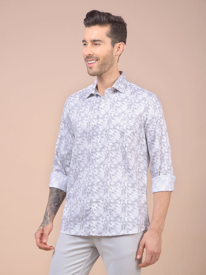 Grey Floral Print Shirt