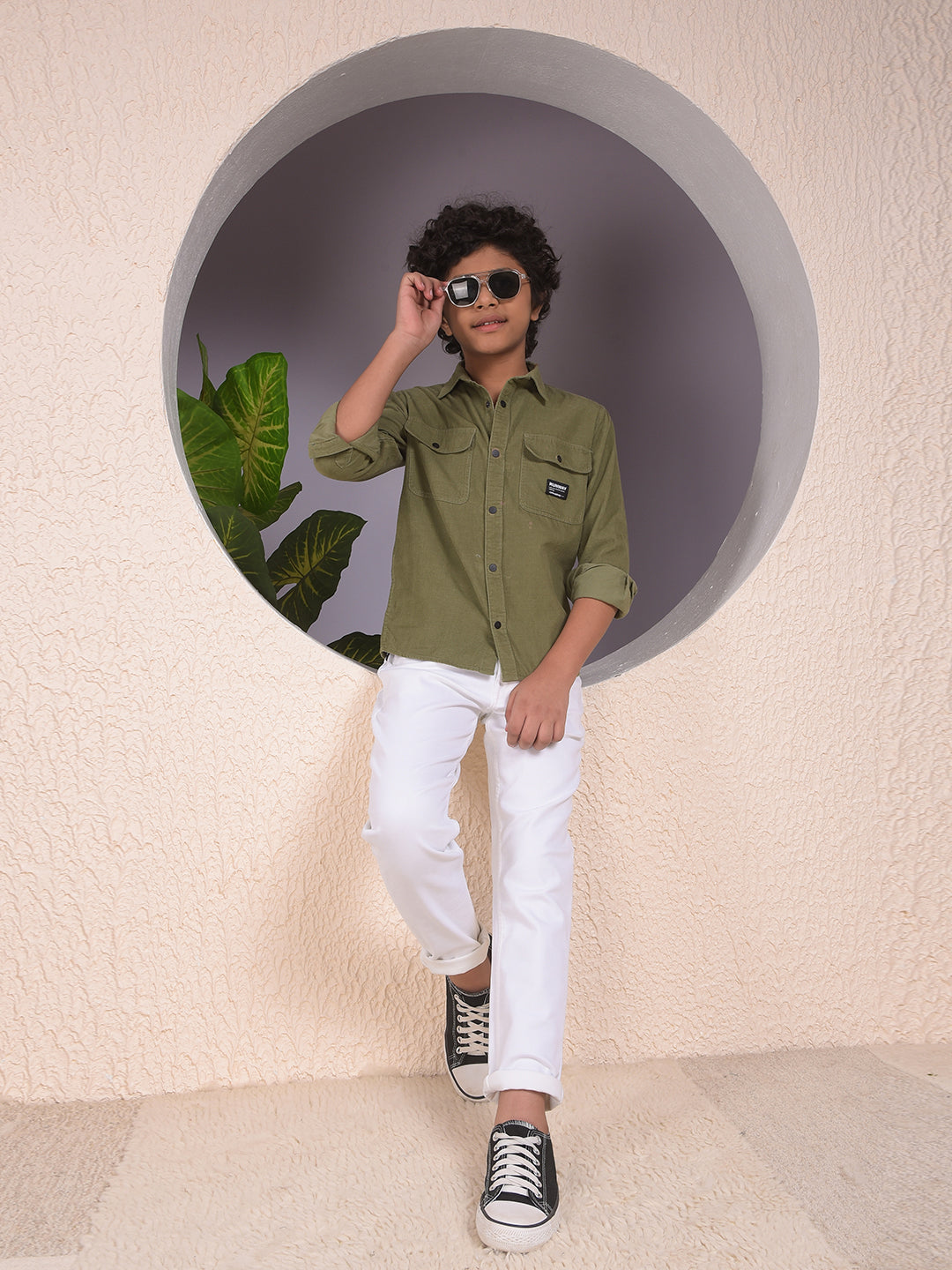 Green 100% Cotton Corduory Shirt