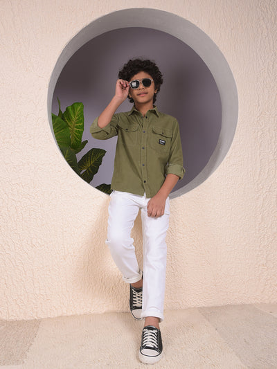 Green 100% Cotton Corduory Shirt
