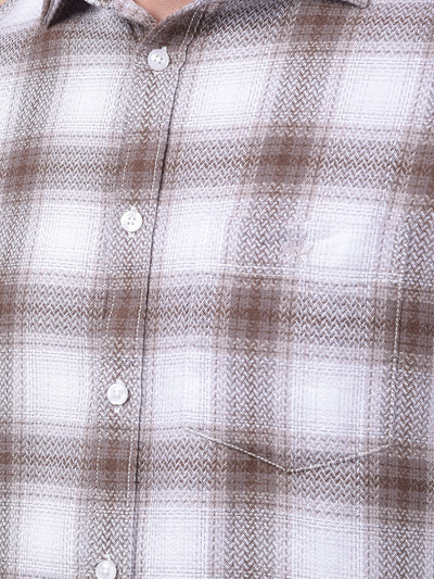 Brown Checked 100% Cotton Shirt