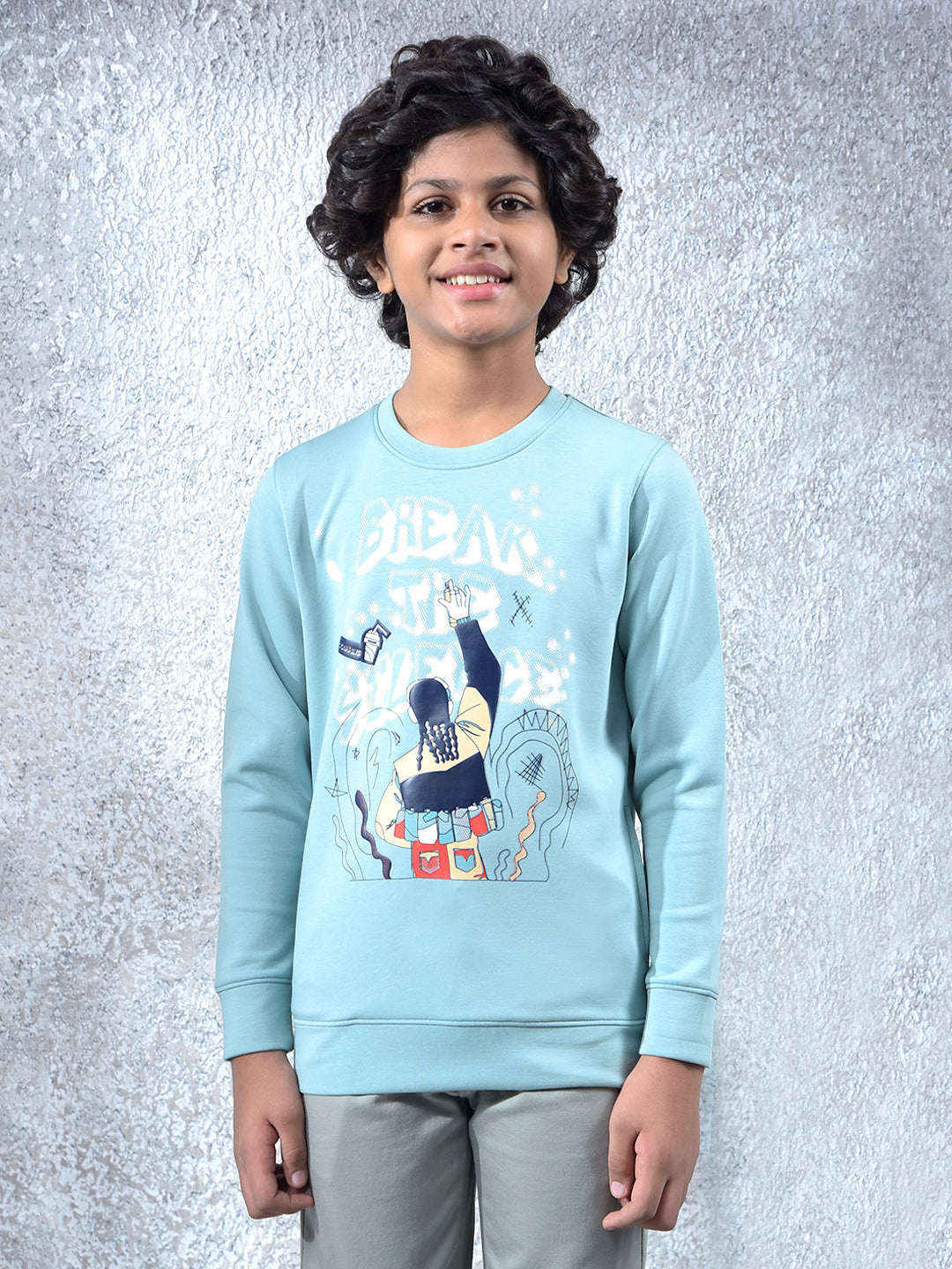 Blue Graphic Print Sweatshirt