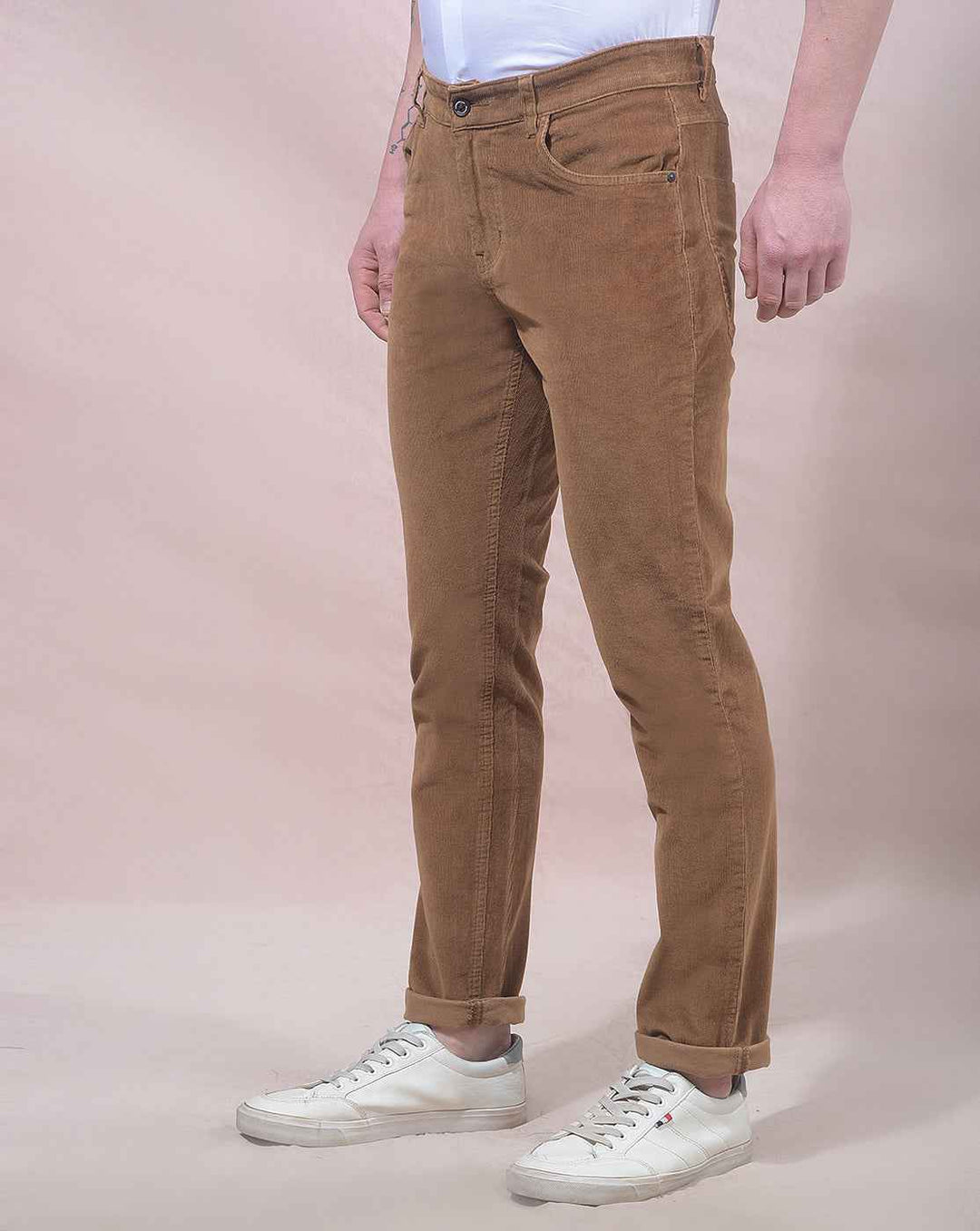 Rib Walnut Brown Corduroy Chinos Trousers
