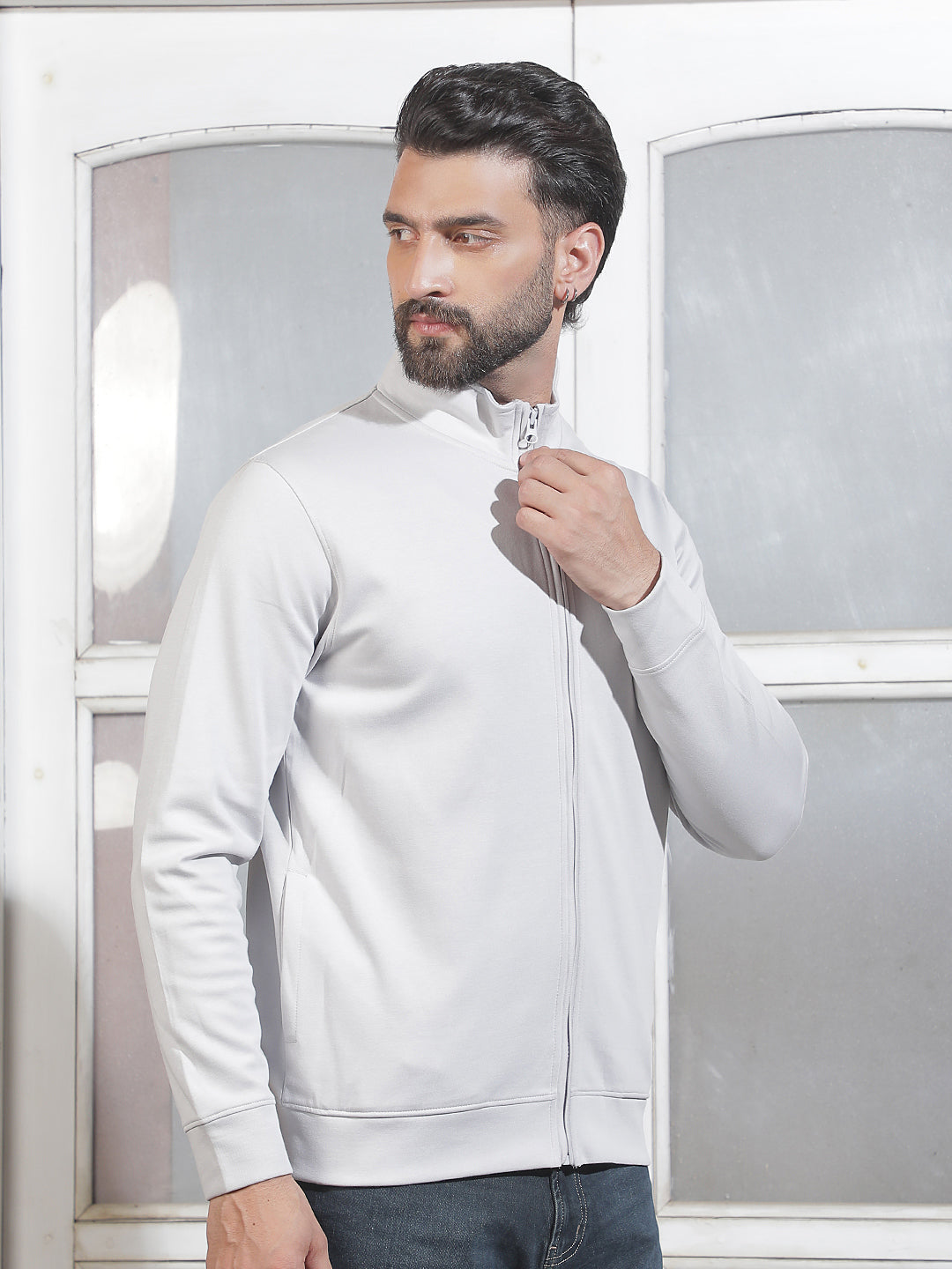 Grey Front Open Sweatshirt