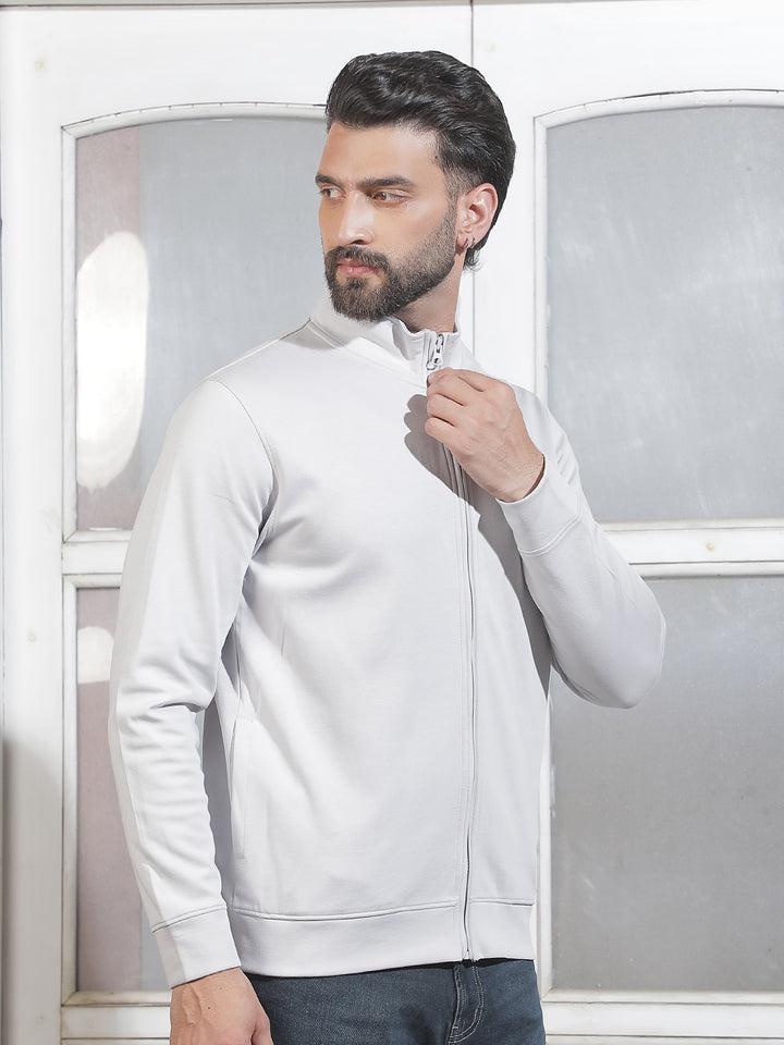 Grey Front Open Sweatshirt