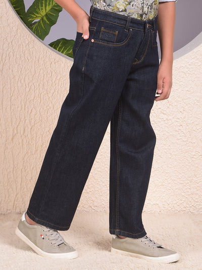 Classy Blue Dark Wash Baggy Jeans