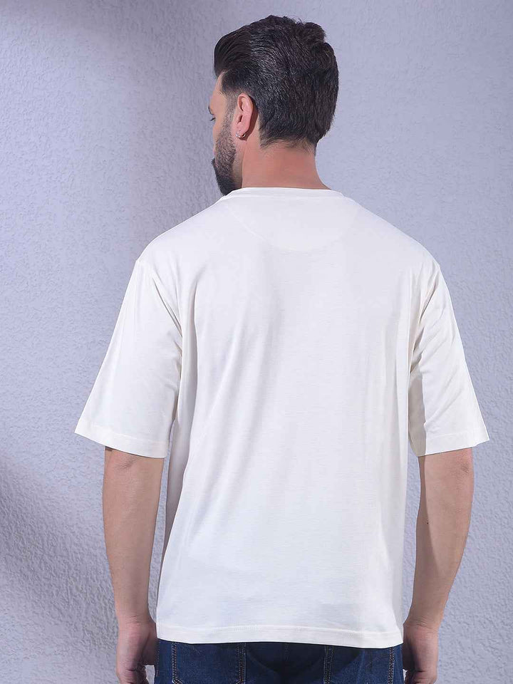 White Graphic Print 100% Cotton Oversize T-Shirt