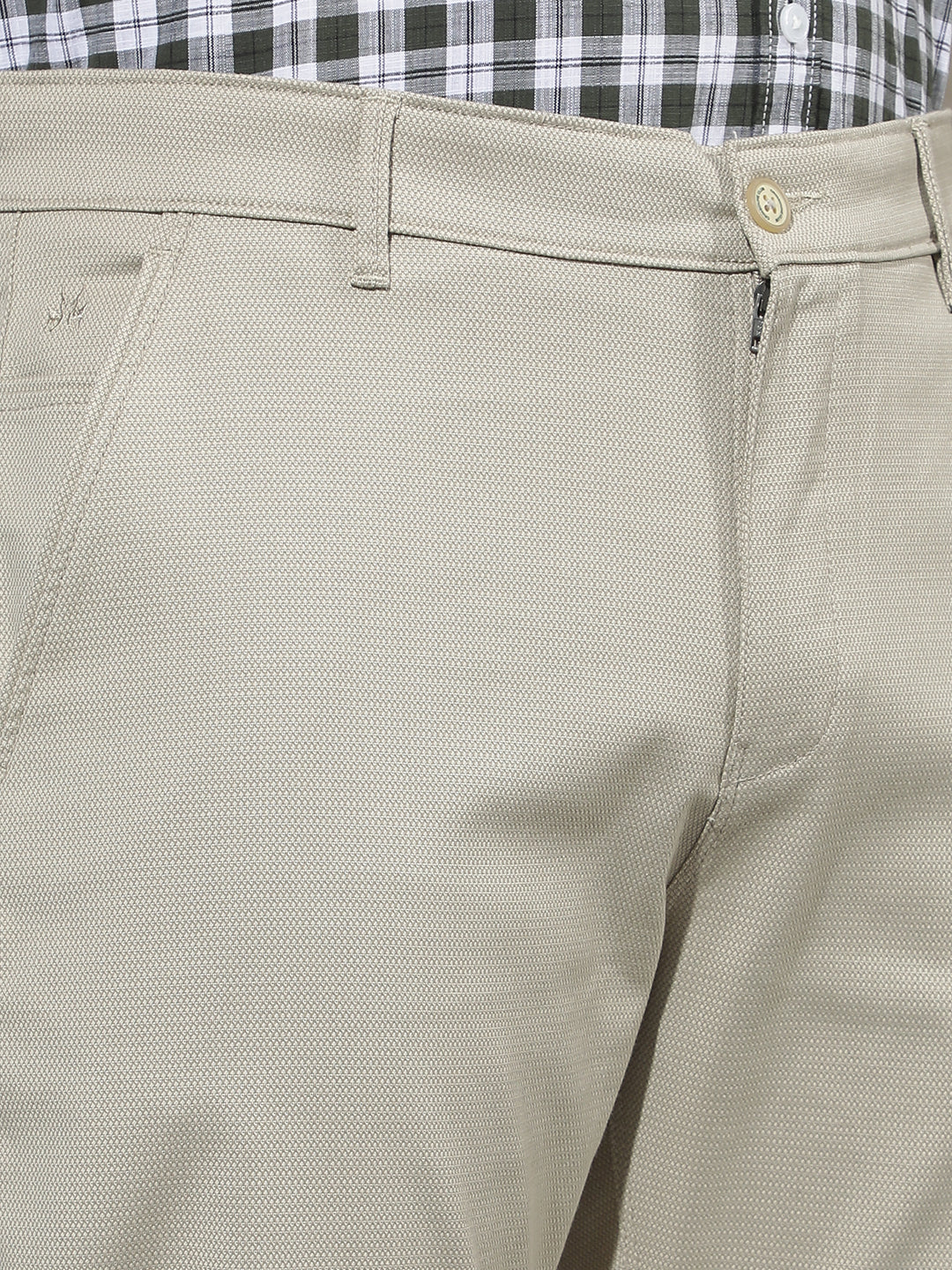 Structured Biscotti Beige Textured Trousers