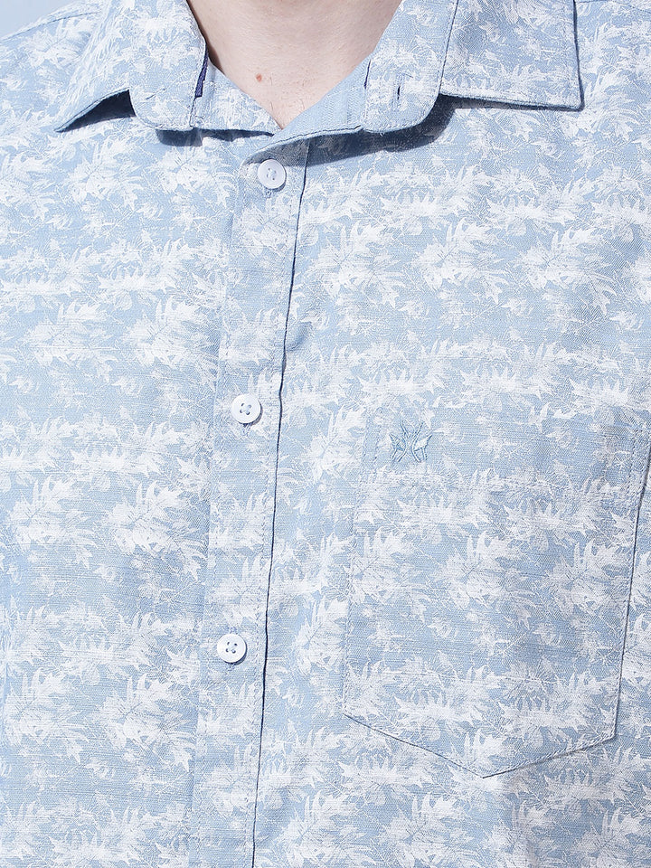 Blue Floral Print Shirt