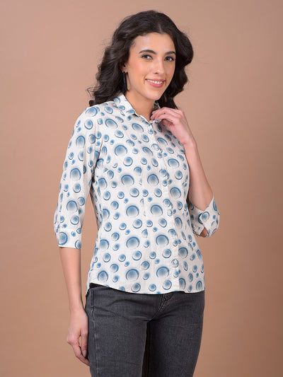 Blue Printed Linen Shirt