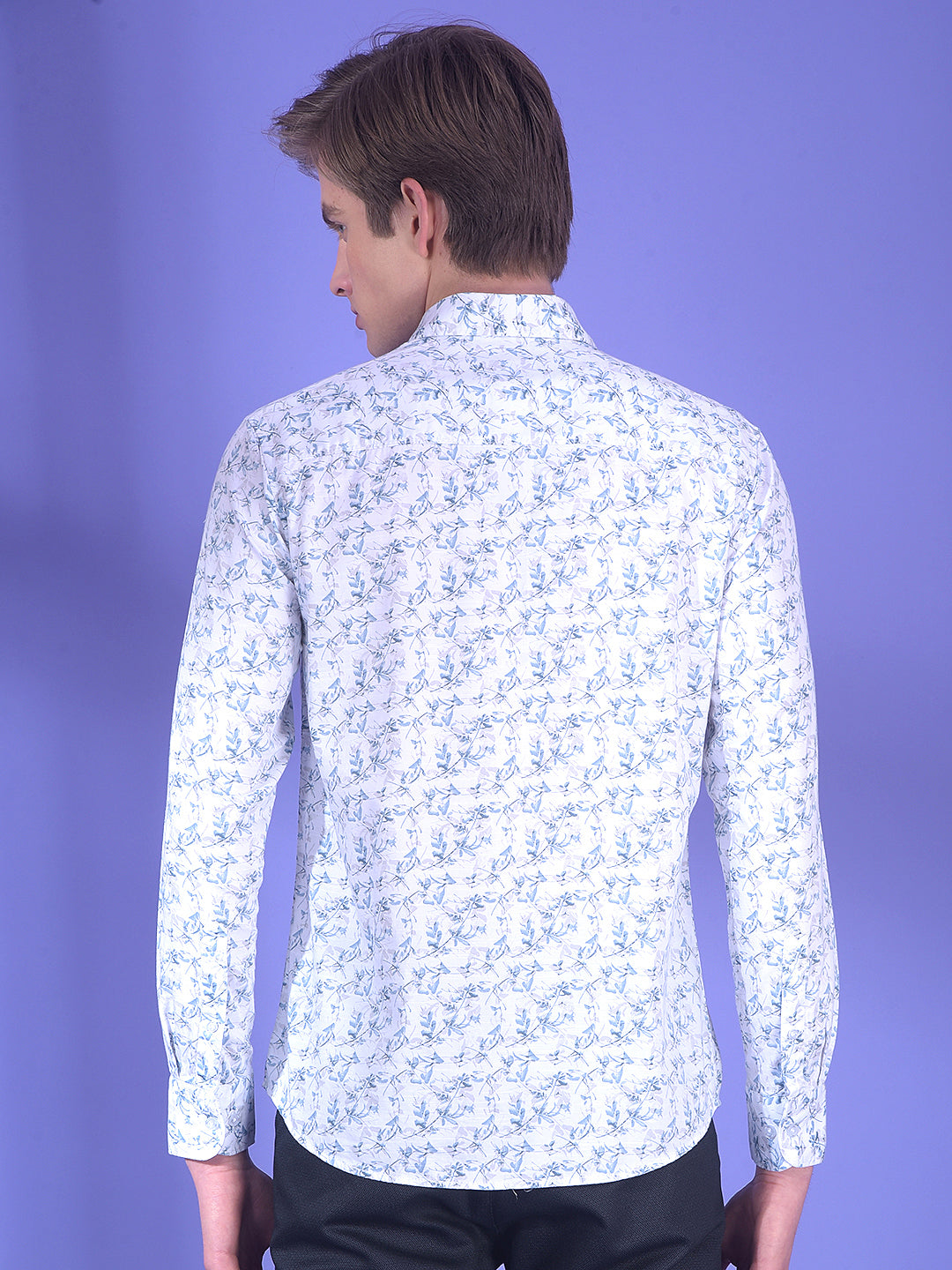 Sleek Blue Floral Print Shirt